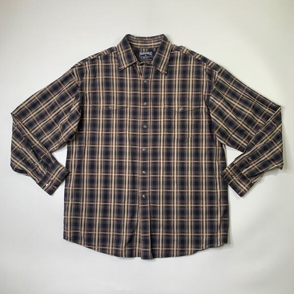 Panhandle Shirt Mens L Large Pearl Snap Buttons Plaid Long Sleeve Pocket Western - Picture 2 of 8